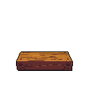 This pixel art image showcases a textured wooden platform rendered in warm, earthy tones. The block is simply displayed against a stark black background, emphasizing its rustic and functional design.